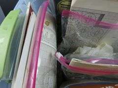 Bin of Vintage Craft Kits with Cross Stitch & Needlepoint