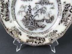Antique "Pelew Black" Transferware Plate by Edward Challinor Circa: 1842-1867