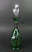 Beautiful  Green Cut to Clear Decanter with Stopper