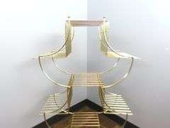 Retro Brass Tone Metal Plant Stand
