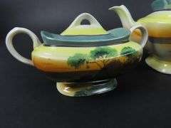 Handpainted Japanese Teapot with Creamer & Lidded Sugar Dish