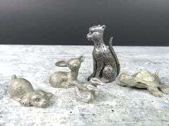 Lot of 6 Tiny Pewter Figures