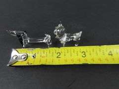 2 Tiny Glass Dog Figures
