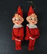Lot of 2 Vintage Felt Knee Hugger Christmas Figures