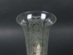 Tall Antique Brass Candlestick with Etched Glass Chimney #1