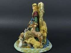 Vintage Angel with Animals Music Box Plays Hark the Harold Angels Sing