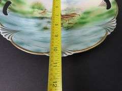 Handpainted Victorian Double Handled Bavarian Plate