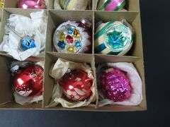 Box of Vintage Glass Christmas Ornaments