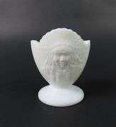 Vintage Indigenous Indian Chief Milk Glass Match Holder