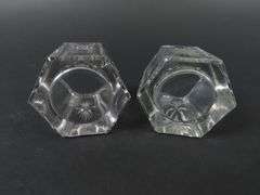 Lot of 2 Etched Crystal Toothpick Holders