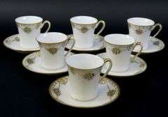 Lot of 6 Vintage Handpainted Nippon Chocolate Cups & Saucers - Made in Japan