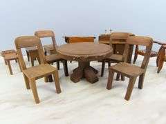Lot of Doll House Furniture with Table & Chair Set