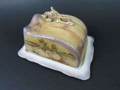 Large Antique Handpainted Lidded Cheese Dish