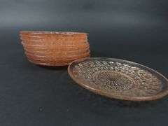Lot of 10 "Holiday Pink" Depression Glass Saucers
