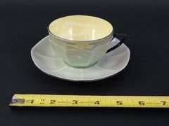 Lot of 4 Vintage Victoria Czechoslovakia Lusterware Teacups & Saucers