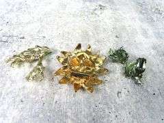 Vintage Christmas Brooch, Clip Earrings and Shoe Clip