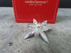 Vintage Caroline Emmons Silver Tone Brooch with Rhinestones