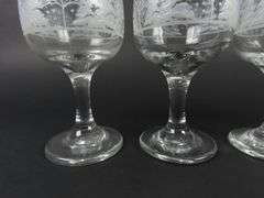 Lot of 4 Vintage Etched Christmas Glasses