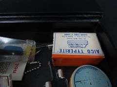 Box of Miscellaneous Pen Parts & Junk Drawer Items in Faux Leather Box