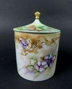 Handpainted French Lidded Cannister / Tobacco Jar
