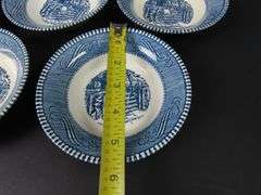 Lot of 5 "Currier and Ives Blue" Berry Bowls by Royal (USA)