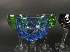 Mixed Lot of 6 Beautiful Cut to Clear Wine Glasses