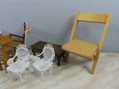 Mixed Lot of Doll House Furniture with Metal Table & Chairs