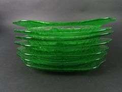 Lot of 7 Jeanette Glass "Adam" Square Uranium Grill Plates