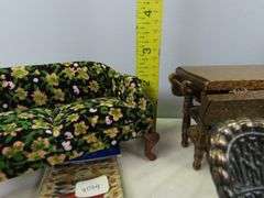 Lot of Doll House Furniture with Area Rug & Runner