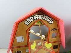 Lot of Handcrafted Wooden "Egg Factory" Rabbit Play Set