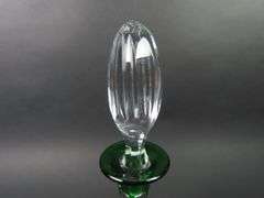 Beautiful  Green Cut to Clear Decanter with Stopper