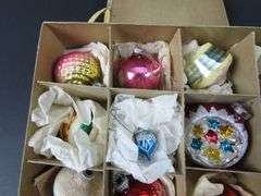 Box of Vintage Glass Christmas Ornaments