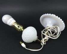 Vintage Wall Mounted Hobnial Milk Glass Light Sconce