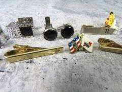 Big Lot of Men's Jewelry with Cufflinks, Pins and Tie Clips