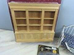 Grouping of Doll House Furniture with Wall Unit & Chandelier