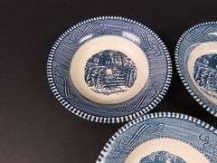 Lot of 5 "Currier and Ives Blue" Berry Bowls by Royal (USA)