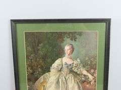 Framed Antique "Madame Bergeret" Print by French Rococo Artist Francois Boucher