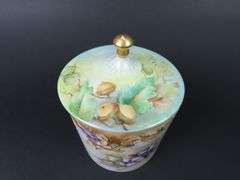 Handpainted French Lidded Cannister / Tobacco Jar