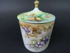 Handpainted French Lidded Cannister / Tobacco Jar