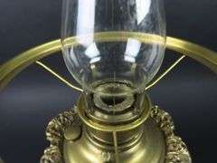 Beautiful Handpainted Antique Oil Lamp with Shade & Chimney