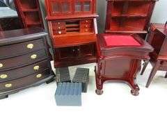 Lot of Beautiful Doll House Furniture with Corner Hutch & Bookcase