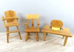 Lot of 3 Strombecker Wooden Doll House Chairs
