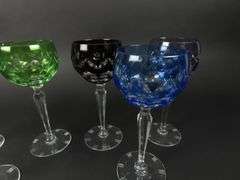 Mixed Lot of 6 Beautiful Cut to Clear Wine Glasses