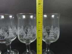 Lot of 4 Vintage Etched Christmas Glasses