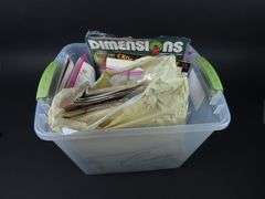 Bin of Vintage Craft Kits with Cross Stitch & Needlepoint