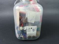 Large Lidded Jar of Vintage Sewing Notions