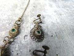 Stunning Antique Necklace, Bracelet & Screwback Earring Set