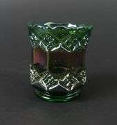 Vintage Helios Green Carnival Glass Toothpick Holder by Imperial Glass Co.