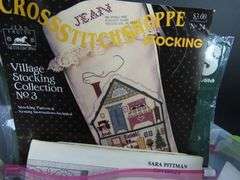 Bin of Vintage Craft Kits with Cross Stitch & Needlepoint