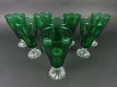 Lot of 8 "Burple-Inspiration Green" Water Goblets by Anchor-Hocking